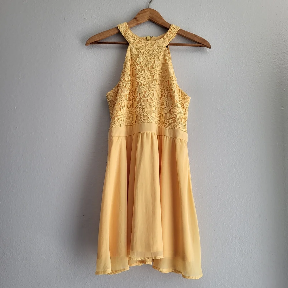 Lulu's Yellow Lace Halter Mini Dress - Picture 10 of 10